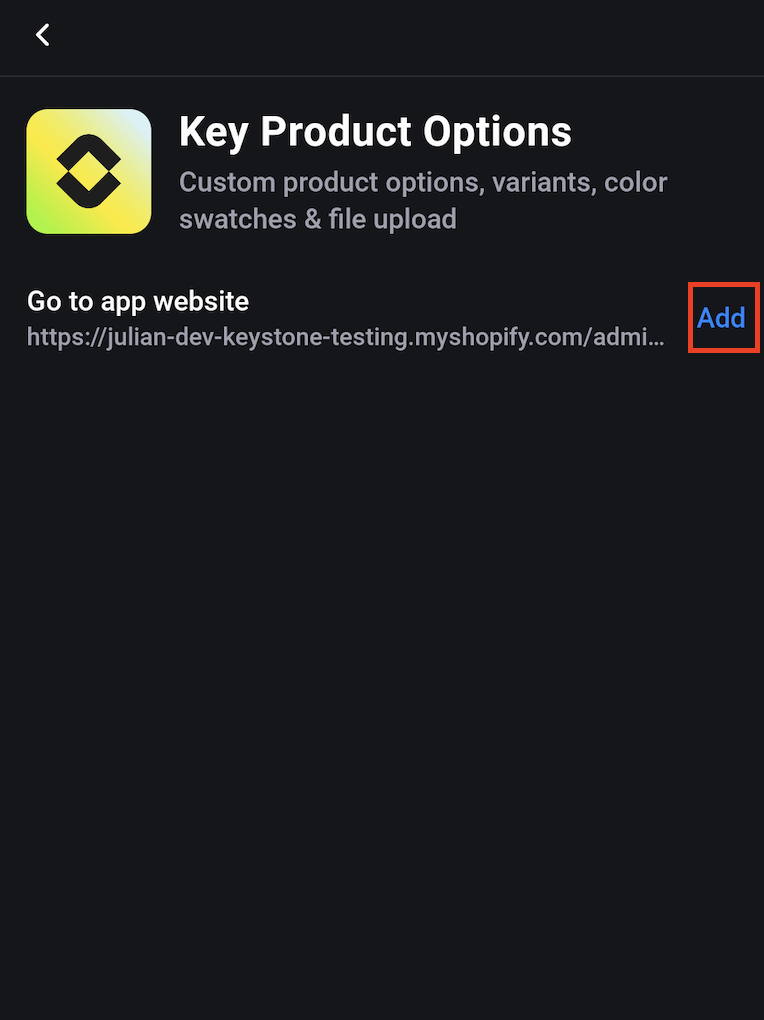 Key Product Options in App List