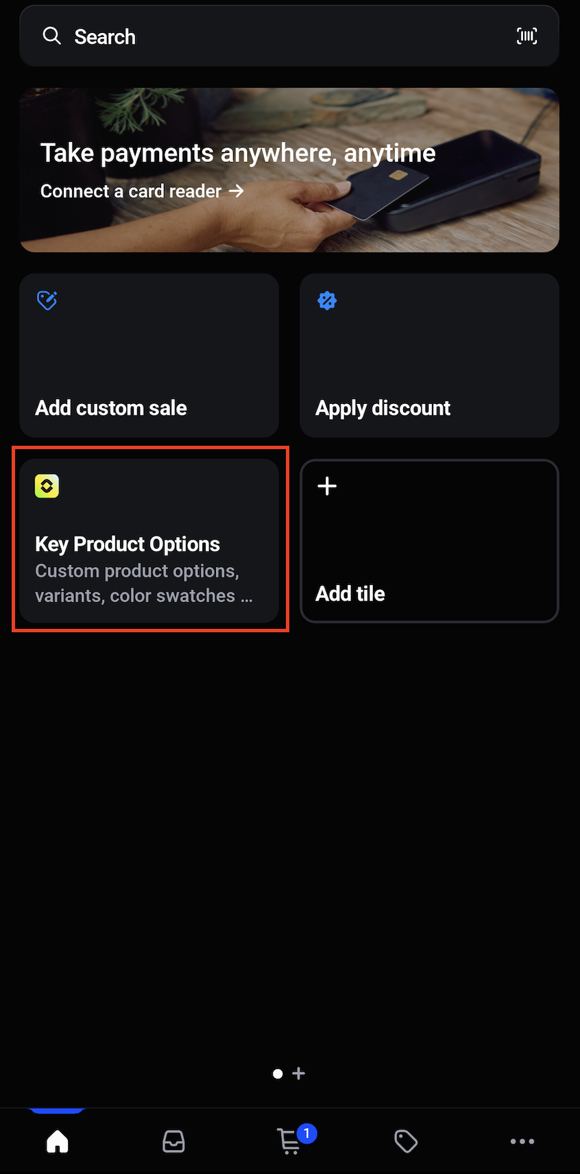 Click App Tile to Load Options